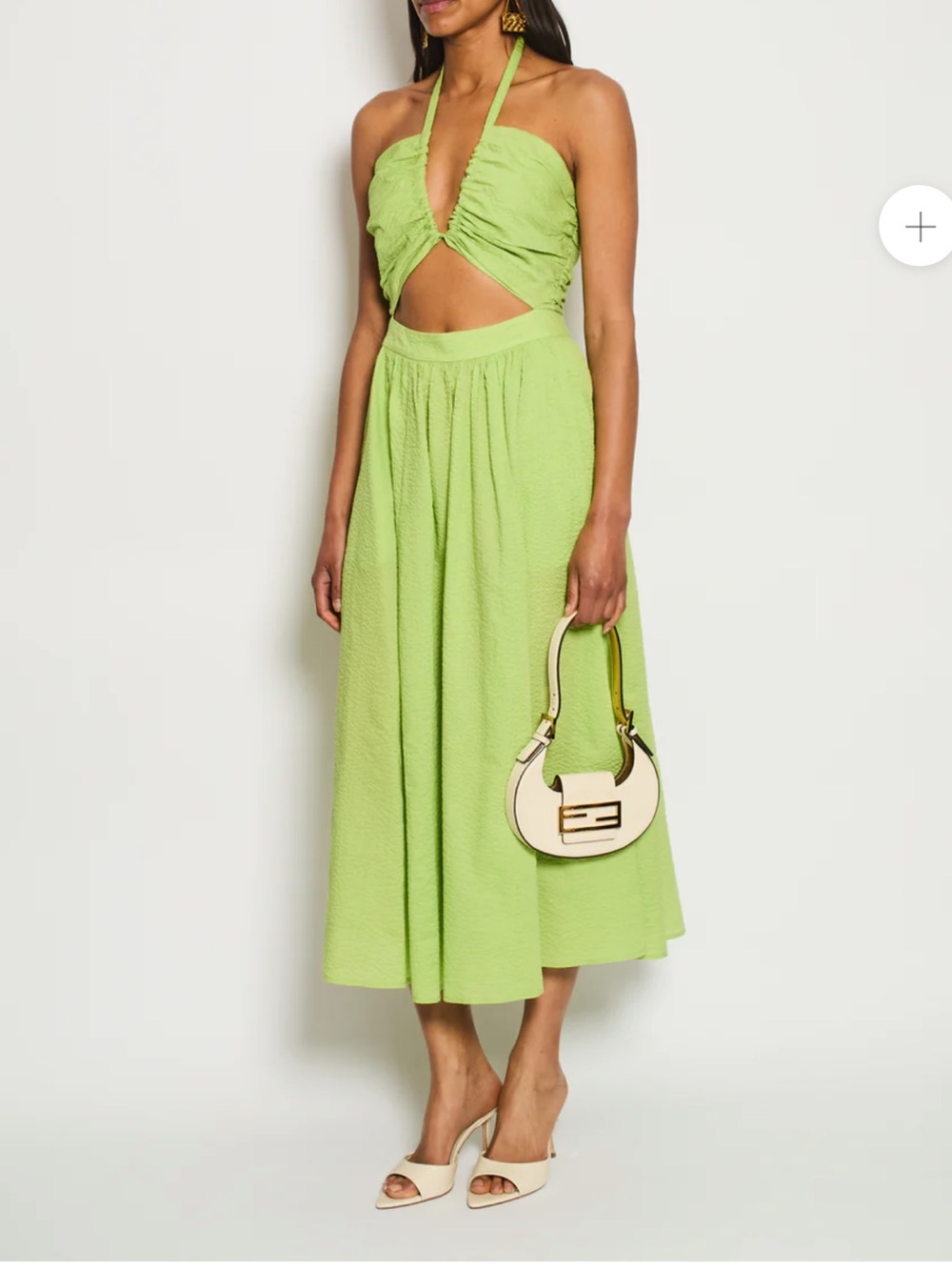 Marysia Swim Lime Green Cutout Halter Midi Dress Resort Cover-Up Size S NEW
